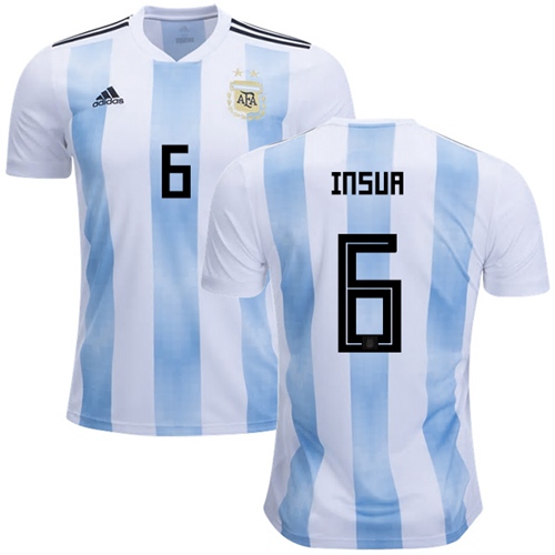 Argentina #6 Insua Home Soccer Country Jersey